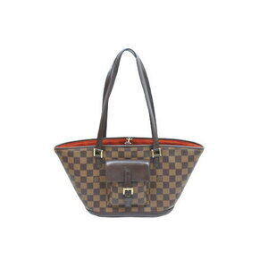 Louis Vuitton Manosque Shoulder Bag Tote Damier Ebene Brown Leather